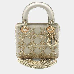 Dior Silver Leather Lady Bag Mini