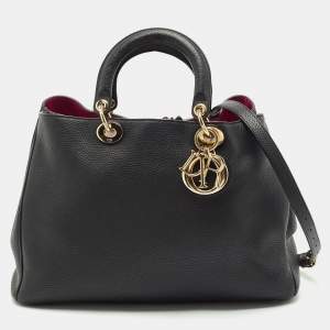 Dior Black Leather Large Diorissimo Shopper Tote