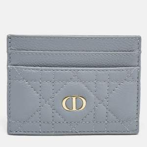 Dior Blue Cannage Leather Caro Freesia Card Holder