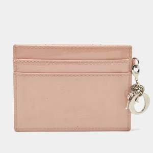 Dior Pink Cannage Patent Leather Lady Dior Card Holder