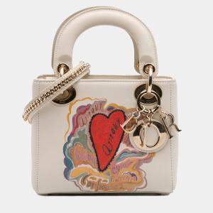 Dior White Niki De Saint Phalle Mini Calfskin Dioramour Lady Dior