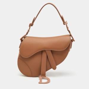 Dior Beige Leather Mini Saddle Bag