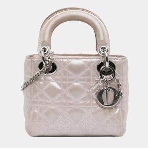 Dior Pink Lambskin Cannage Iridescent  Mini Lady Dior