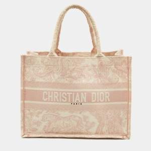 Dior Pink/White Embroidered Canvas Medium Dioriviera Toile De Jouy Book Tote