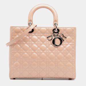 Dior Brown Cannage Patent Large Lady Dior