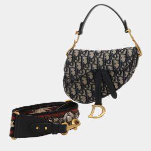 Christian Dior Navy Dior Oblique Jacquard Saddle Bag