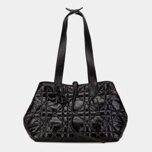 Dior Black Medium Macrocannage Calfskin Toujours Handbag