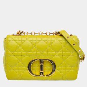 Dior Yellow Small Calfskin Cannage Caro Bag