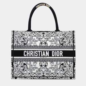 Dior White Medium Embroidered Book Tote