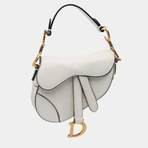 Dior White Micro Goatskin Saddle