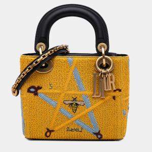 Dior Yellow Mini Embroidered Canvas Swords Lady Dior