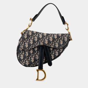 Dior Blue Oblique Canvas Mini Saddle Bag
