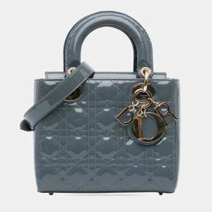 Dior Blue Patent Leather Cannage Small Lady Dior