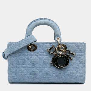 Dior Blue Denim Cannage Medium Lady D Joy