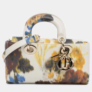 Dior White Small Leather Floral Print Lady D Joy