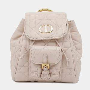 Dior Pink Macrocannage Lambskin Small Dior Caro Backpack 