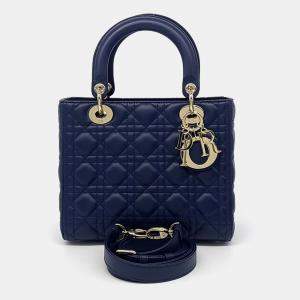 Dior Blue Leather Lady Medium Bag