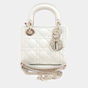 Pre Owned Dior White Leather Lady Mini Bag