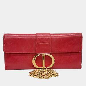 Dior Red Leather 30 Montaine Chain Clutch and Crossbody bag