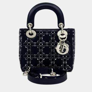 Dior Black Leather and Satin  Lady Mini Bag