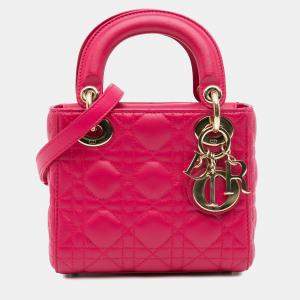 Dior Pink Mini Lambskin Cannage Lady Dior