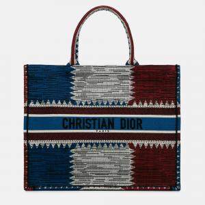 Dior Beige Blue Red Large French Flag Book Tote
