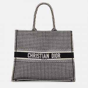 Dior Black Large Houndstooth Book Tote