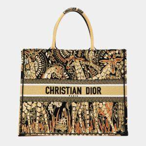 Dior Yellow Large Canvas Embroidered Dior Animals Giraffe Book Tote