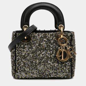 Dior Black Mini Satin Sequin Embroidered Lady Dior
