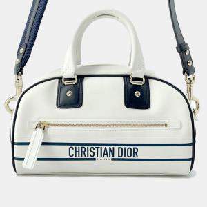 Dior White/Navy Leather Rubber Small Vibe Bowling Bag 