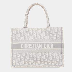 Dior Grey Medium Oblique Canvas Book Tote
