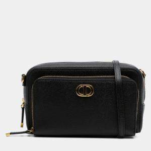 Dior Black Grained Calfskin Caro Double Pouch