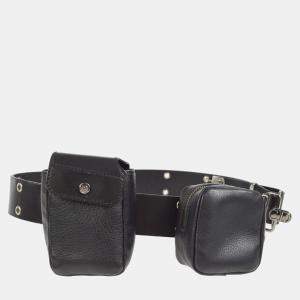 Dior Black Leather Twin Pochette Belt Bum Bag