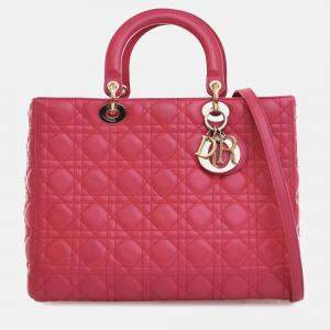 Dior Pink Large Lambskin Cannage Lady Dior