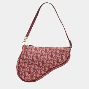 Dior Red Mini Diorissimo Canvas Saddle Pochette