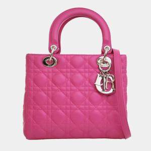 Dior Pink Medium Lambskin Cannage Lady Dior