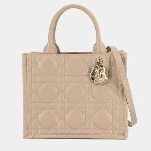 Christian Dior Beige Leather Macrocannage Small Book Tote Bag 