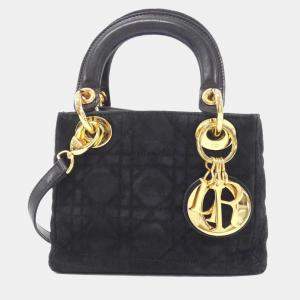 Dior Black Suede Lady Dior Mini Handbag
