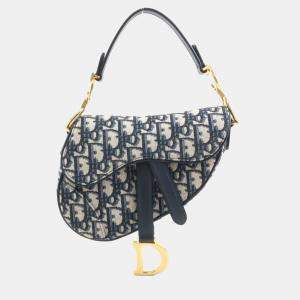 Dior Navy Canvas Saddle Bag