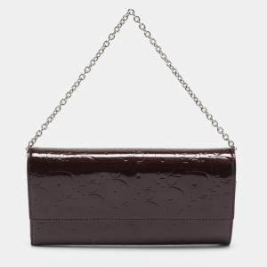 Dior Burgundy Oblique Patent Leather Wallet On Chain