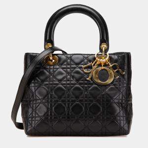 Dior Black Medium Lambskin Cannage Lady Dior