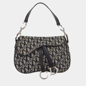 Christian Dior Black Oblique Double Saddle Handbag