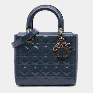 Dior Blue Medium Patent Cannage Lady Dior