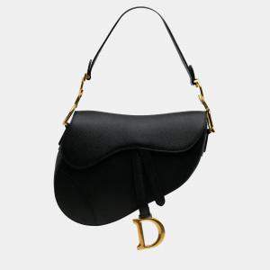 Dior Black Grained Calfskin Saddle Bag