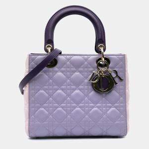 Dior Purple Medium Lambskin Cannage Lady Dior
