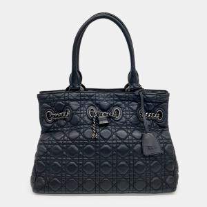 Dior Black Leather Cannage Shopper Bag