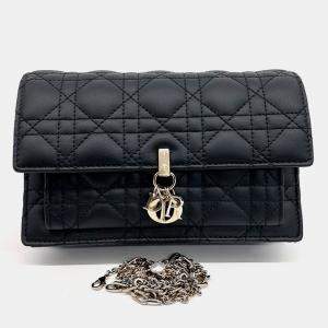 Dior Black Leather Miss Dior Chain Pouch
