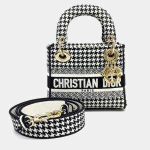 Dior Black White Fabric D-LITE Lady Bag Mini