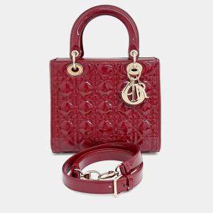 Dior Red Patent Leather Patent Lady Bag Medium