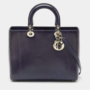 Dior Violet Python Large Lady Dior Tote